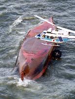 Small tanker capsizes in Osaka Bay